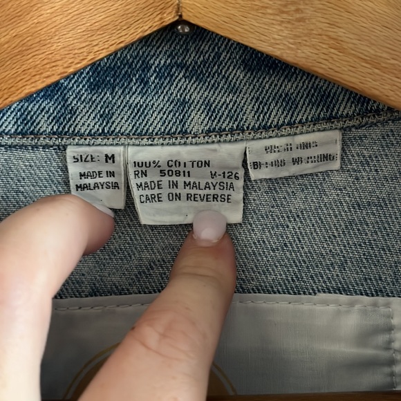 Vintage Anchor Blue Genuine Whitewashed Denim Jacket Size Medium - Picture 6 of 7